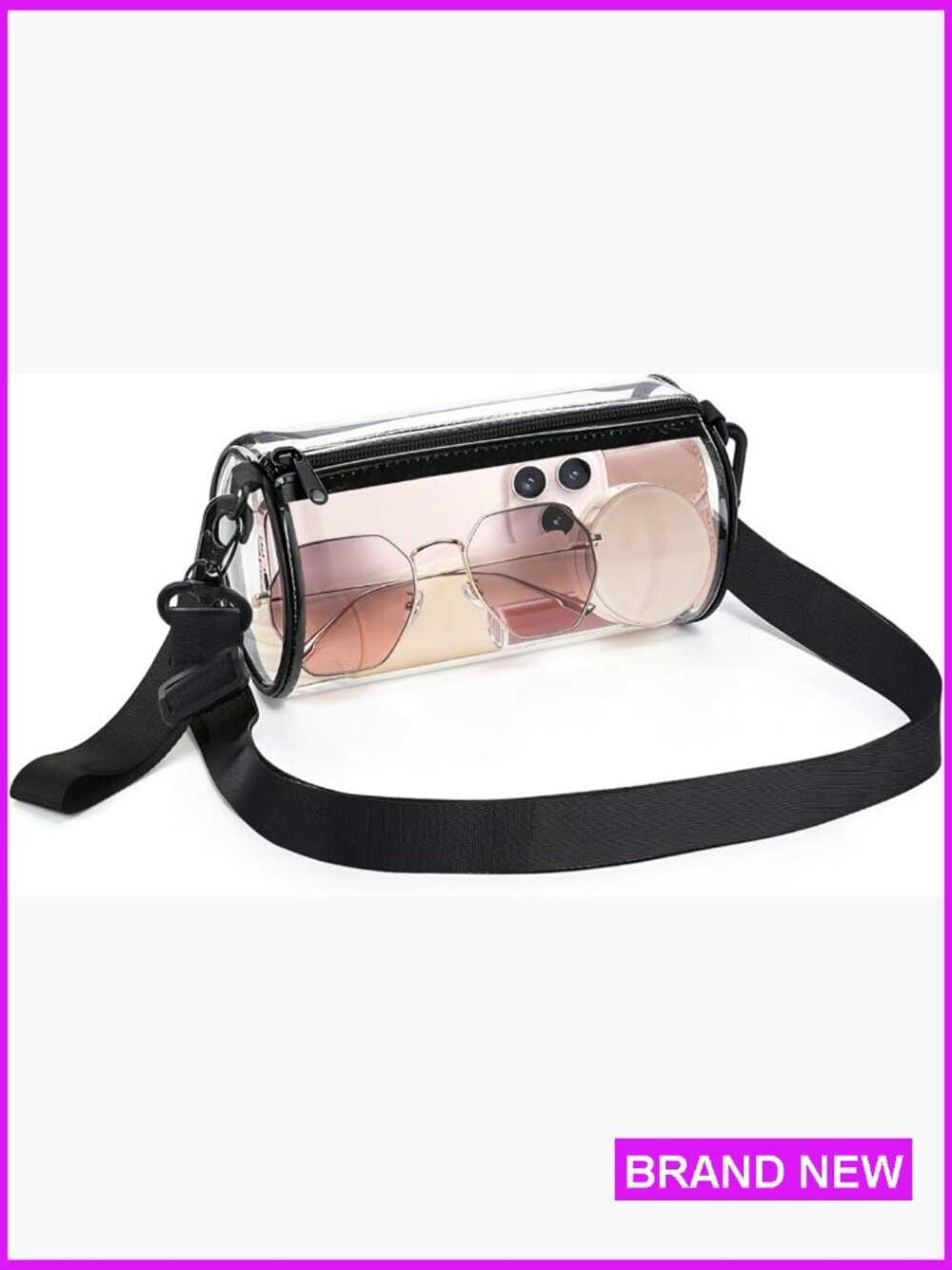 Stadium Approved Clear Crossbody Purse Cylinder Shaped PVC Bag with Adjustable